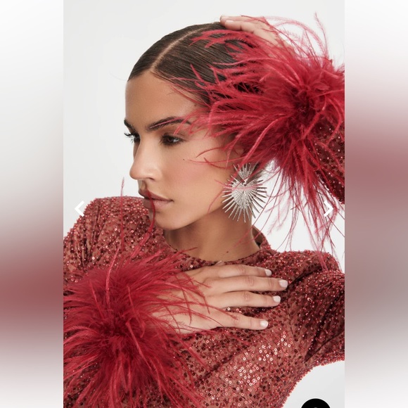 NEW SEASON Lavish Alice isabel beaded and sequin tailored jumpsuit in burgundy - Picture 7 of 8